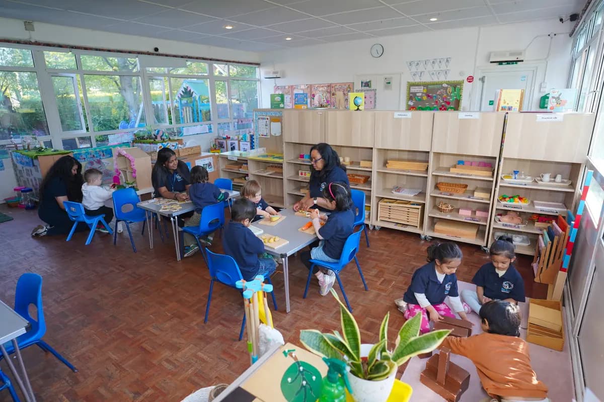 Busy Montessori classroom at Blue Nest Pinner