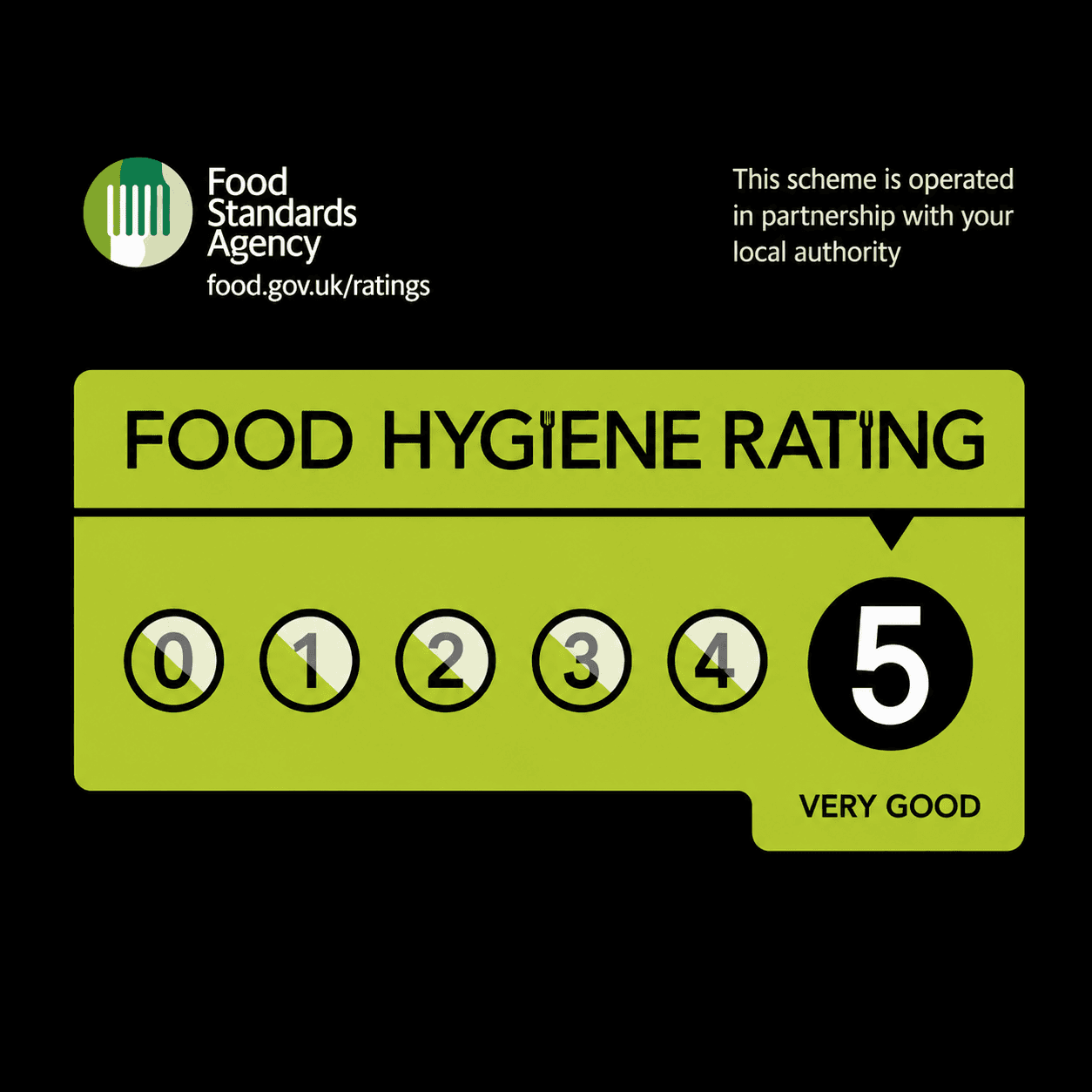 Food Hygiene Rating 5 – Very Good